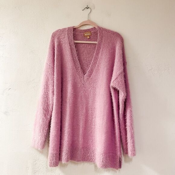 Show Me Your Mumu Cozy Forever Sweater in Pretty Pink Knit Medium - Picture 2 of 7